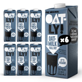 Oatly Full Fat Oatmilk – Creamy, Plant-Based Whole Milk Alternative | Dairy-Free, Vegan, Shelf-Stable, Non-GMO & Glyphosate Residue-Free | Only 1g Saturated Fat (32 oz, 6-Pack)