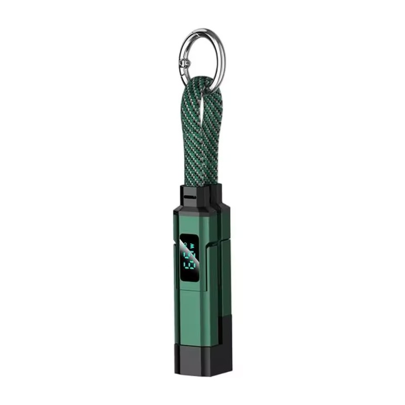 2-Pack 4-in-1 65W Keychain Charging Cables with Digital Power Display