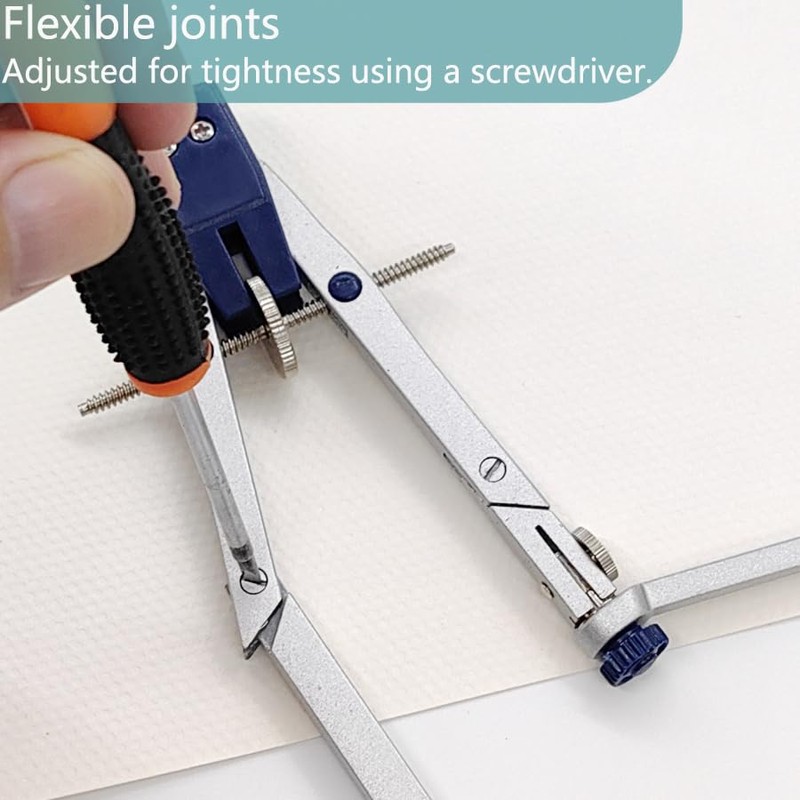 Metal Compass and Ruler Geometry Set,Drawing Compass,Drafting Compass,Extension Leg,Compass Geometry