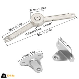 2 Pcs Folding Lid Support Hinge Heavy Duty with Mounting Hardware, Stay Open Hinges Soft Closing, Drop Down Hinges for Cupboard Cabinet Shelf Box