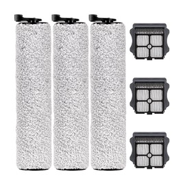 (6 Pack) Floor One S3 Replacement Brush Rollers and HEPA Filters Compatible with Tineco Floor One S3/ iFloor 3, Cordless Wet Dry Vacuum Cleaner, 3 Brush Rollers, 3 HEPA Filters, Accessories Kit