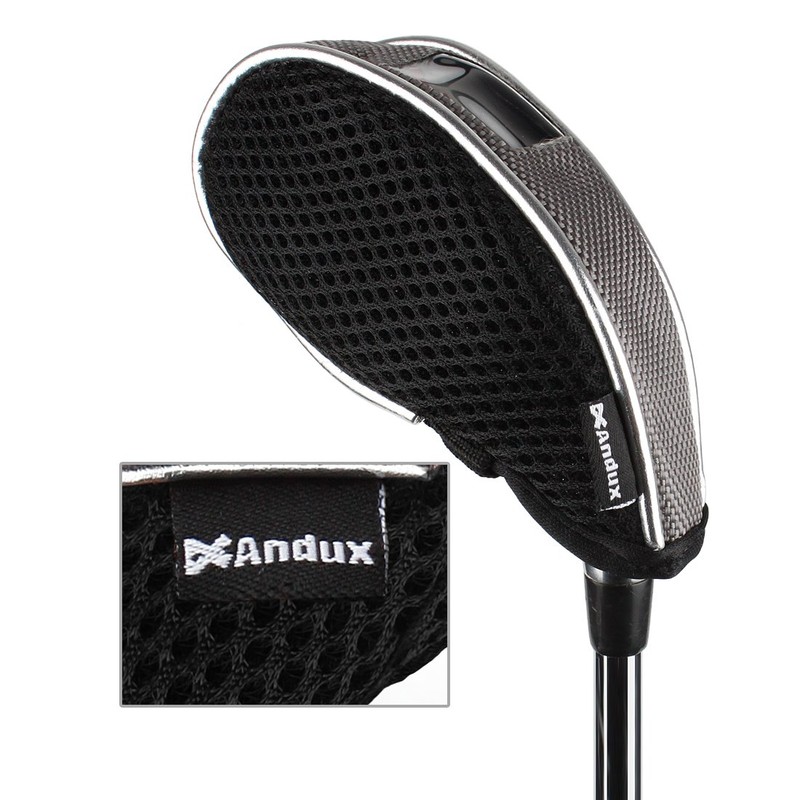 Andux Mesh Golf Iron Club Head Covers with Clear Window