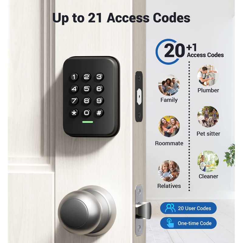 Veise Keyless Entry Door Lock, Electronic Keypad Deadbolt, Auto Lock,