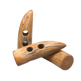 BOTIBOTON - 2 Toggle Buttons Made of Real Natural Horn for Coats and Jackets - Large Costume Buttons - Toggle Button for Cardigans 49 mm - Buttons, Buttons, Horns, Made and Shipped from Spain. Colour