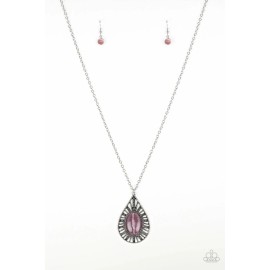 Paparazzi Necklace - Jewelry Total Tranquility Purple Moonstone Teardrop Ornate