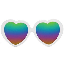 Gravity Shades Heart Shaped Rainbow Lens Sunglasses - White
