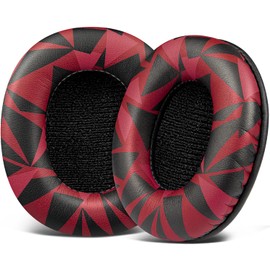 SOULWIT Earpads Replacement for MDR-7506 MDR-V6 MDR-V7 MDR-CD900ST Monitor Headphones, Ear Pads Cushions with Softer Protein Leather, High-Density Foam - Red Storm