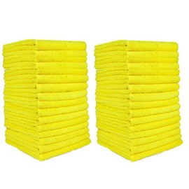 Mosley Paños de Limpieza de Microfibra Reutilizables, Lavables, 4 Colores, 30x30 cm Paquete con 32 Paños (32, Amarillo)
