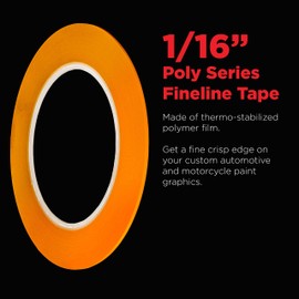 Custom Shop 1/16" Fine Line Tape Fineline Masking Tape Polytape Orange 1/16" X 60 Yard Roll