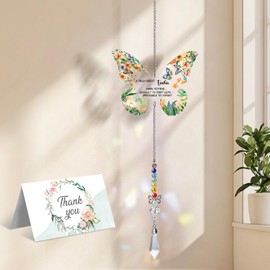 Thank You Teacher Gift, Crystal Butterfly Suncatcher Elegant Teacher Appreciation Pendant for Teacher's Day, Christmas, Birthday, End of Year