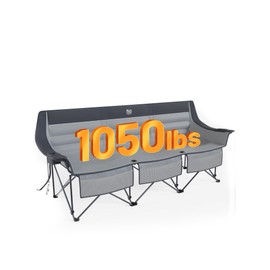 Timber Ridge Padded 3 Person Camping Chair Supports to 1050lbs, Portable Camp Couch Double Camping Chairs, Outdoor Oversized Folding Loveseat Perfect for Campsites, Patio/Lawn, Soccer Games, Grey