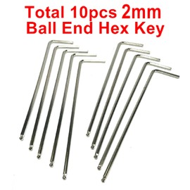 ZQToday 10pcs 2mm Ball End Allen Wrench sets,2mm Hex Key Wrench set,2mm ball end Hex Driver allen key Door Key L Shaped hex wrench set with Long Arm 95mm lengh.2mm ball end hex wrench