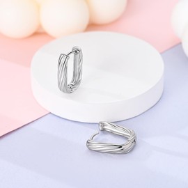 Parmuz Twisted Hoop Earrings 925 Sterling Silver Earrings huggie Hoops for Women With Cubic Zirconia Chunky Hoops Earrings Jewelry Gift