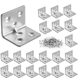 GothicBride Pack of 20 Angle Brackets 30 x 30 x 38 mm L Brackets for Wood, Stainless Steel Corner Bracket for Wood Tables, Chairs, Furniture