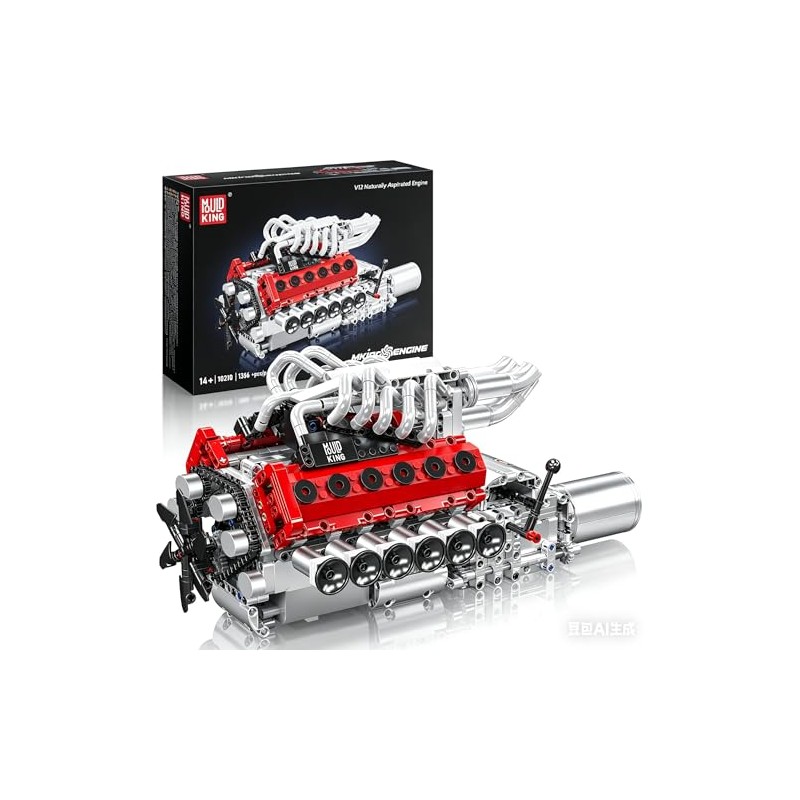 Mould King V12 Engine Model Kit for Adults, 1366 Pcs