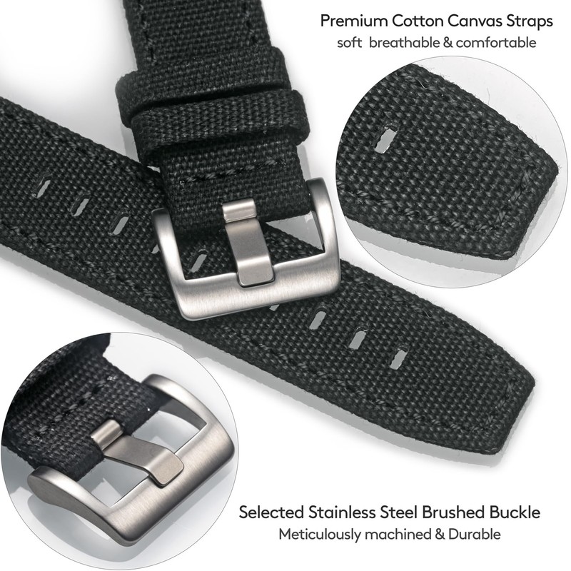 Hemsut Watch Band Watch Strap Soft Canvas Quick Release Watch