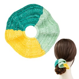 OSOPLAY Handmade Raffia Hair Scrunchie for Women Eco-Friendly Lightweight Woven Bun Holder Soft & Natural Hair Tie (Fresh3)