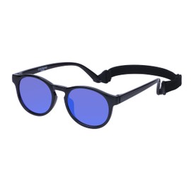 COCOSAND Toddler Kids Round Polarized Sunglasses with Adjustable Strap Flexible for Boys Girls Age 2-6 Years Old, Black