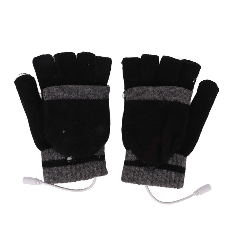 Full and Half Fingers Heating Gloves USB Fingerless Knitting Electric