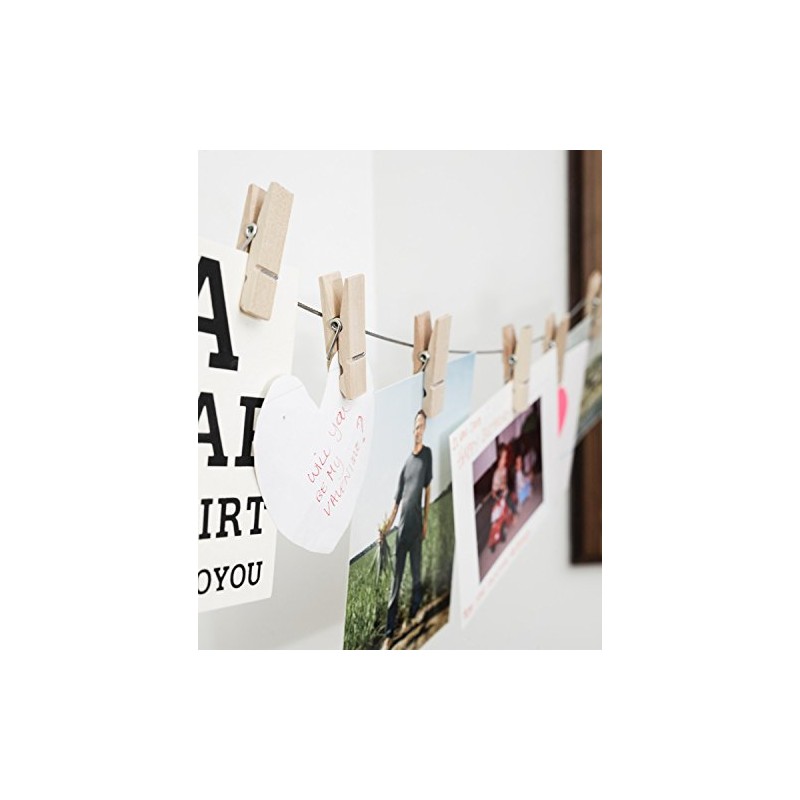 Kikkerland 6 Wood Magnetic Clothespins Photo Holder