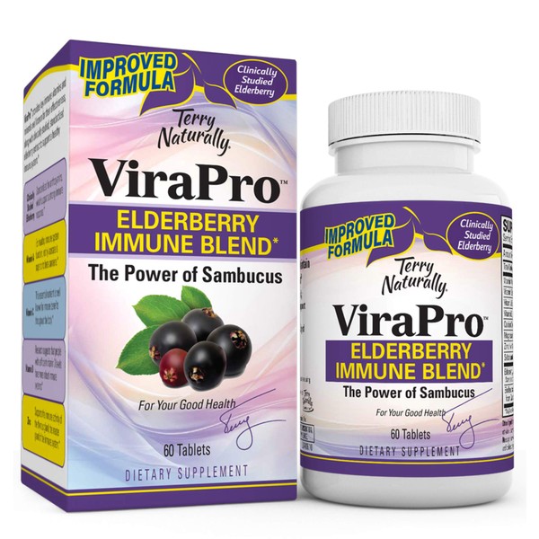Terry Naturally ViraPro - 60 Tablets - Powerful Immune Support Supplement, with Elderberry (Sambucus Nigra), Zinc, Vitamin C, D3 & A - Non-GMO, Gluten-Free - 60 Servings