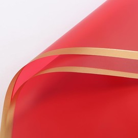 20 Sheets Fresh Flowers Wrapping Paper,Waterproof Floral Bouquet Wrapping Paper for DIY Crafts,Florist Supplies Packaging Paper for Valentine's Day,Mother's Day Gifts Packaging,23x23In (Gold Edge Red)