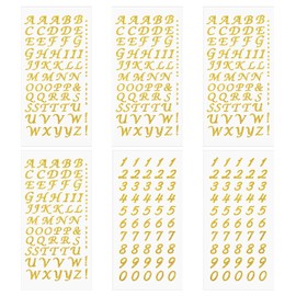 PPhtony 6 Sheets Glitter Alphabet Number Stickers Self-Adhesive Graduation Cap Letter Stickers for Scrapbooking Name Tag Labels Sign Jars Box Bottles Christmas Wedding Craft Decoration (Gold)