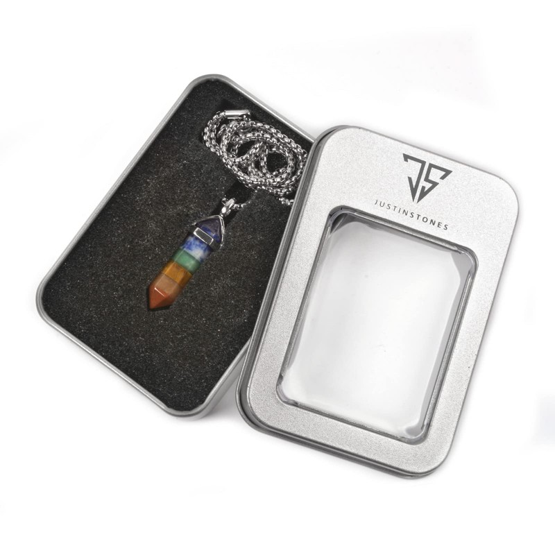 7 Chakra Stone Gemstone Hexagonal Pointed Reiki Chakra Chain Necklace