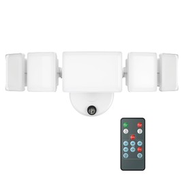 Olafus 100W Dusk to Dawn LED Outdoor Light with Remote, 5 Adjustable Heads IP65 Waterproof LED Security Light with Photocell, Photocell Lights Fixture for for Yard Garden Porch (White)