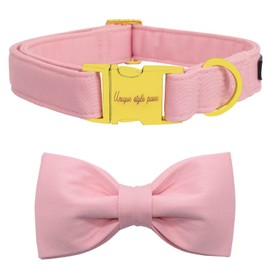 Unique style paws Dog Collar with Bowtie, Soft Cotton Collar with Reinforced Golden Metal Buckle Comfortable & Adjustable Collar for Small Medium Large Dogs & Cats