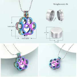 QGJNSGC Pet Cremation Jewellery for Ashes for Dogs Cats Paw Print Memorial Locket Urn Necklace with Mini Case Keepsake Cremation Jewellery for Women / Men, Stainless Steel, No Gemstone