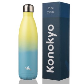 Konokyo Insulated Water Bottles,25 oz Double Wall Stainless Steel Vacumm Metal Flask for Sports Travel,Sandy Beach