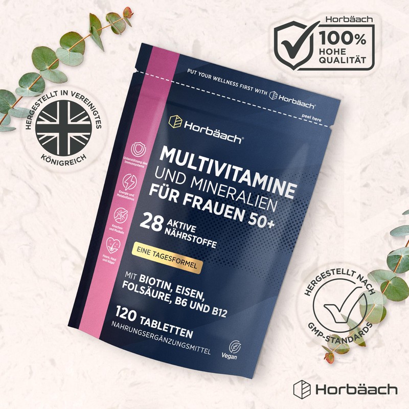Horbaach Multivitamin Tablets Women 50+, 28 Vitamins and Minerals with