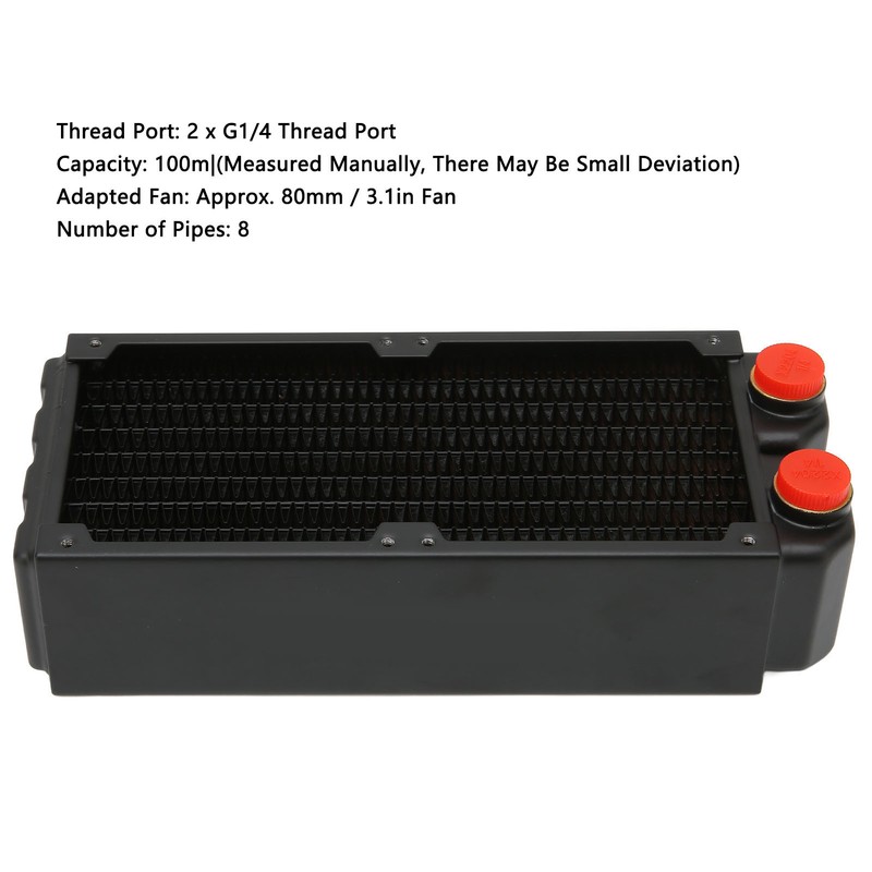 Cooling Radiator Double Layers 8 Pipes G1/4 Thread Double Fans