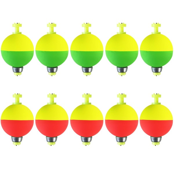 Bombite Fishing Bobbers Floats,10 Packs Weighted Bobbers for Fishing Foam