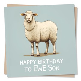 Happy Birthday Card for Son - Happy Birthday to Ewe - Funny Sheep Card for Son From Mum, Dad, Parents - Made in UK