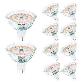 DiCUNO MR16 LED Bulbs 6W, 750LM 70W Halogen Equivalent, GU5.3 Bi-Pin Base Light Bulb 2700K Warm White, 12V Non-Dimmable 120 Degree Beam Angle, Replacement for Spotlight, Tracking Lighting, 10 Packs
