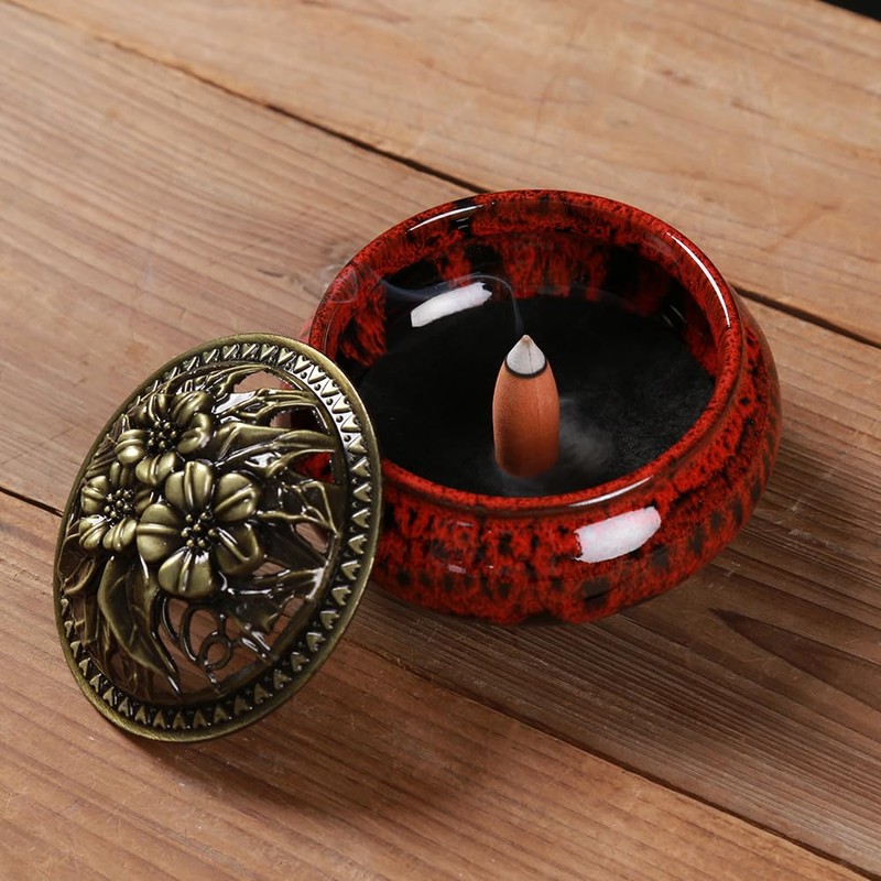 LamDawn Incense Burner with Calabash Incense Stick Holder - Porcelain