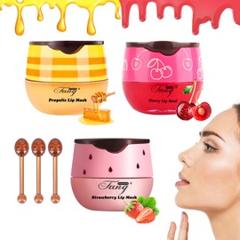 MOKIDO 3 Stück Bee Balm Lippenbalsam, Honey Balm, Lippenpflege Feuchtigkeitsspendende Lippenmaske, Lip Sleeping Mask, Lippenbalsam zum Aufhellung von Lippenfältchen, Feuchtigkeit Reduce Lip Lines