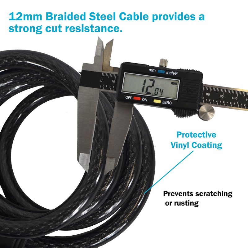 Lumintrail Combination Bike Lock Cable - 6ft Bike Locks Heavy