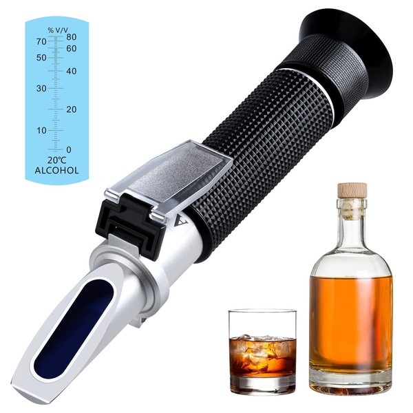 Optical Hydrometer, XRCLIF Alcohol Refractometer for Spirits (0-80%v/v), Alcohol Content Meter for Alcohol Liquid Products - Not suitable for beer or wine