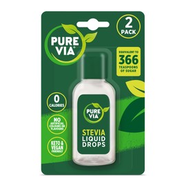 Pure Via Stevia Liquid Drops 2x 55ml - Calorie free sugar alternative, vegan & keto friendly