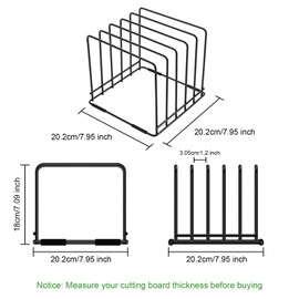 MESTUDIO Cutting Board Holder, 1.2 in. Wide Slots Cabinet Organizer for Cookie Sheets & Trays, 7.95 x 7.95 x 7.09 in. Holder Stand with 5 Slots for Bakeware Organizers And Chopping Board Rack (Black)