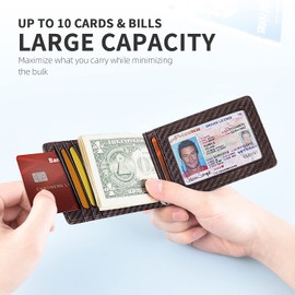 Zitahli Mens Slim Wallet with Money Clip Minimalist 7 Slots RFID Front Pocket Wallets for Men with Pull Tail