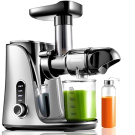 Juicer Machines,AMZCHEF Slow Masticating Juicer, Juicer with Two Speed Modes, Travel bottles(500ML),LED display, Easy to Clean Brush & Quiet Motor for Vegetables&Fruits - Color: Grey
