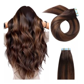 YILITE Extensiones Cabello Natural 14in Balayage Balayage Marr 40gr