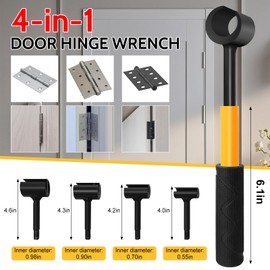 Door Hinge Adjustment Tool 4-in-1 Multi-Size, Durable Stainless Steel Hinge Gap Adjustment Wrench for Residential & Commercial Use, Easy Fix Sticky Doors (Yellow)