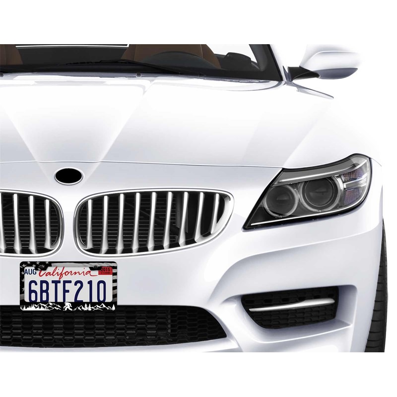 1Pack Bigfoot & American Flag License Plate Frame