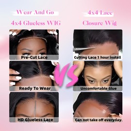 HD Glueless Wigs Human Hair Pre Plucked Pre Cut Bob 4x4, 18 Inch #30 Light Brown 210% Density Hairline Curly Bob Wig Human Hair, Wear and Go Deep Wave Lace Front Wigs Human Hair for Black Women