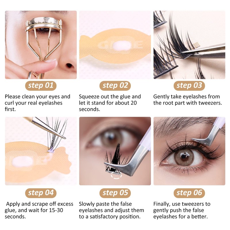 SIMER False Eyelashes 6-14mm Individual Lashes 4 Types Manga Lashes